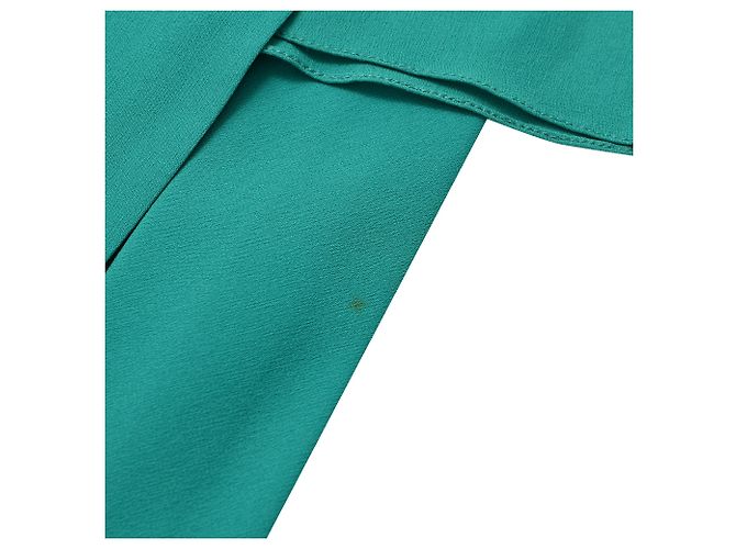 Vestido envelope Hermès comprimento de joelho em seda turquesa - vista 25