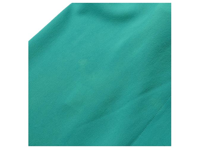 Vestido envelope Hermès comprimento de joelho em seda turquesa - vista 26