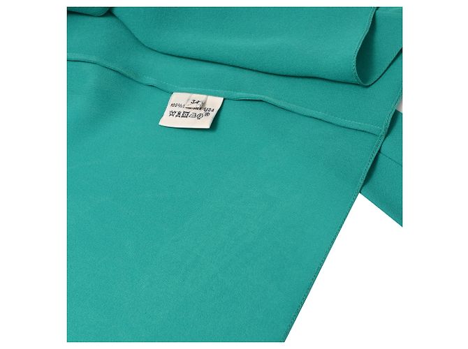 Vestido envelope Hermès comprimento de joelho em seda turquesa - vista 28