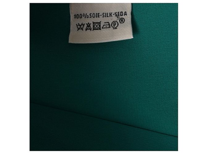 Vestido envelope Hermès comprimento de joelho em seda turquesa - vista 7