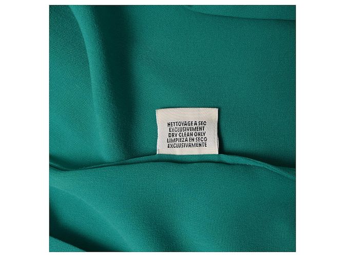 Vestido envelope Hermès comprimento de joelho em seda turquesa - vista 8