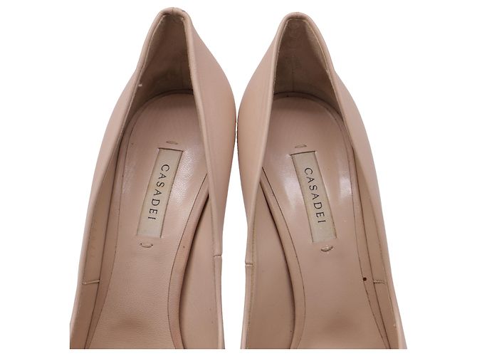 Décolleté Casadei Blade Heel in pelle di vitello beige - vista 6
