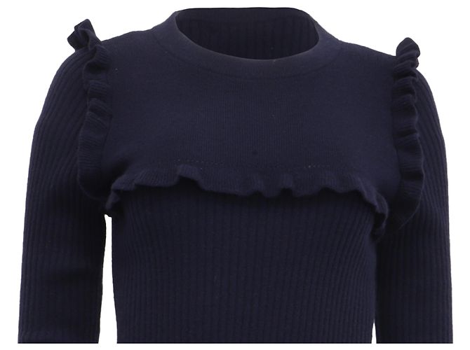 See by Chloé Rüschenpullover aus marineblauer Alpakawolle - Ansicht 2