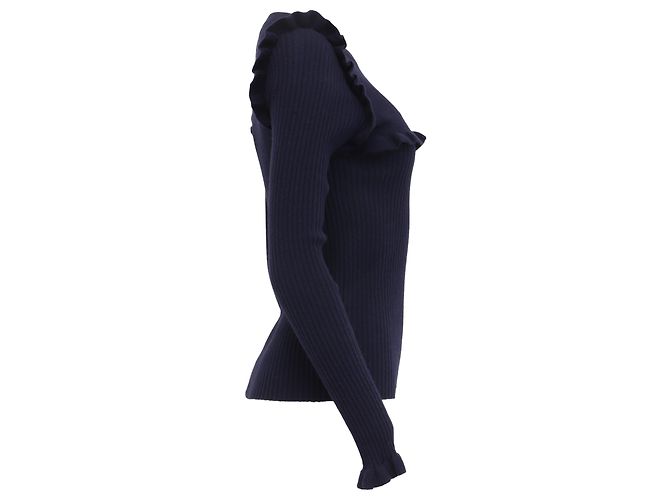 See by Chloé Rüschenpullover aus marineblauer Alpakawolle - Ansicht 3