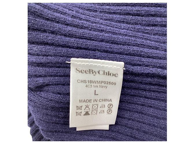 See by Chloé Rüschenpullover aus marineblauer Alpakawolle - Ansicht 6