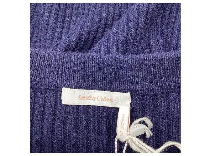 See by Chloé Rüschenpullover aus marineblauer Alpakawolle - Ansicht 7