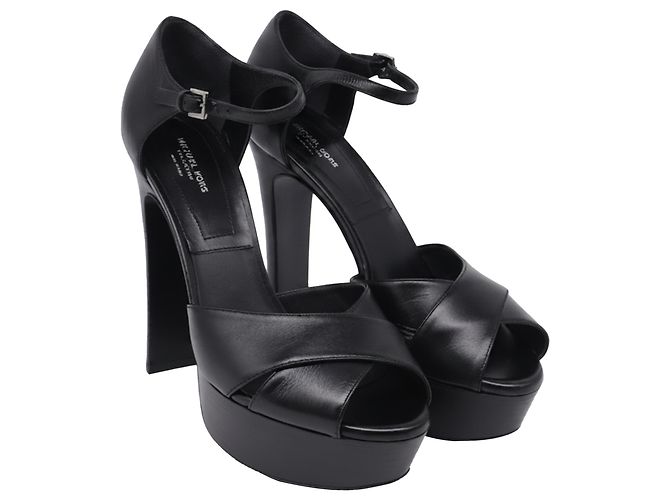 Sandali con zeppa Huxley di Michael Kors in pelle nera Nero - vista 3