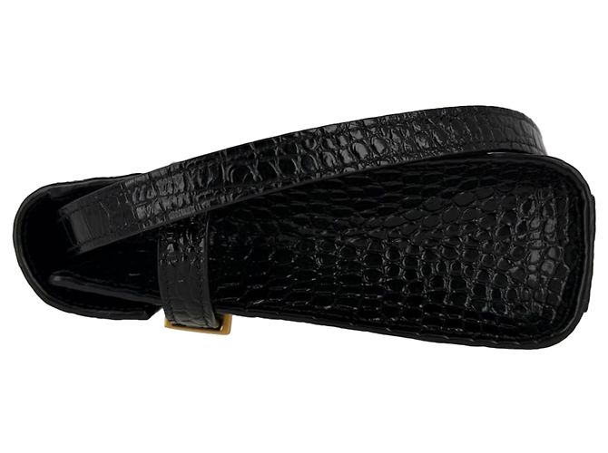 Bolsa de ombro Manhattan em couro preto com relevo de crocodilo Saint Laurent - vista 5