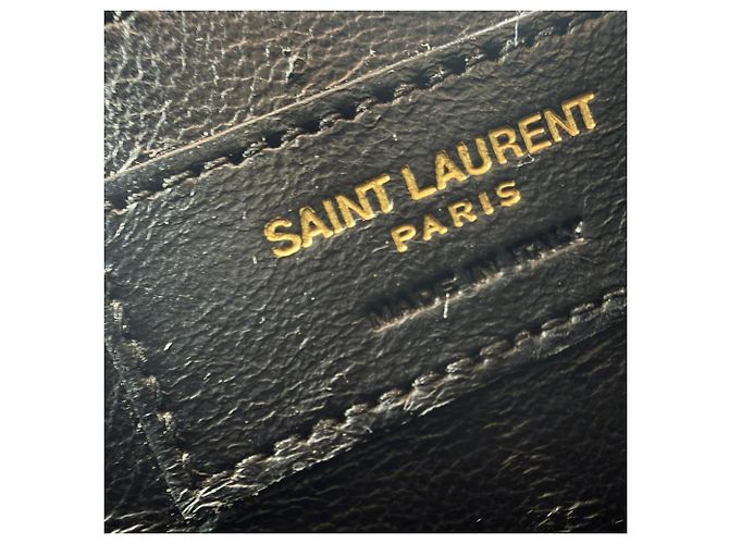 Bolsa de ombro Manhattan em couro preto com relevo de crocodilo Saint Laurent - vista 8