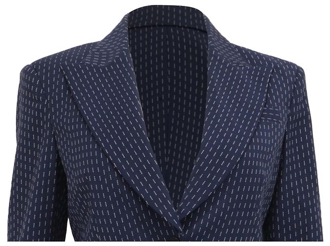 Altuzarra Patterned Single-Breasted Blazer in Navy Blue Viscose - view 2