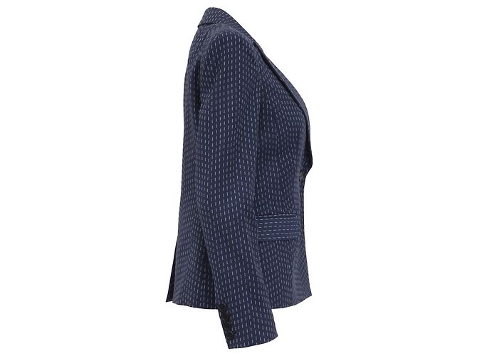 Altuzarra Patterned Single-Breasted Blazer in Navy Blue Viscose - view 3