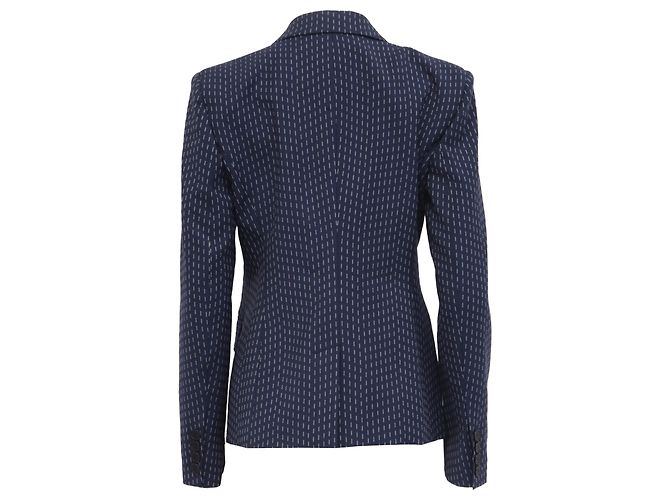 Altuzarra Patterned Single-Breasted Blazer in Navy Blue Viscose - view 4