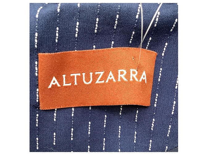 Altuzarra Patterned Single-Breasted Blazer in Navy Blue Viscose - view 6