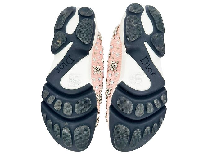 Dior Fusion Crystal-Embellished Slip-On Sneakers in Pink Polyester Brown - view 10