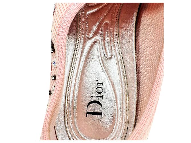 Dior Fusion Crystal-Embellished Slip-On Sneakers in Pink Polyester Brown - view 7