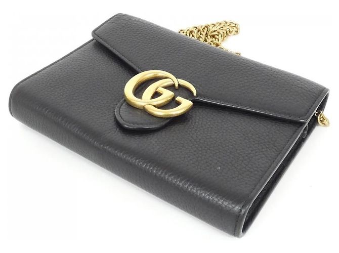 Portefeuille à chaîne en cuir Gucci GG MARMONT Noir - vue 3