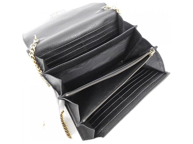 Portefeuille à chaîne en cuir Gucci GG MARMONT Noir - vue 7