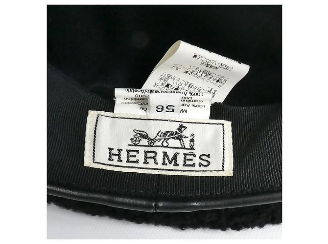 Berretto Mouton Hermès in shearling 56 Nero - vista 6