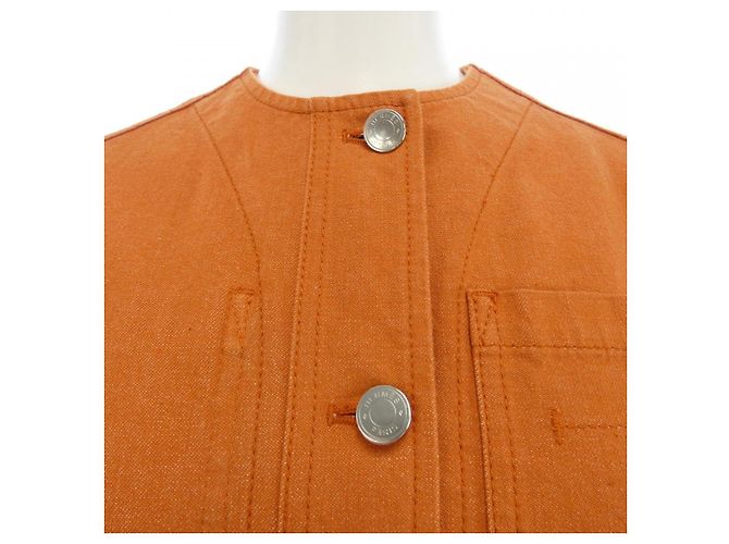 Chaqueta de denim Cuir De Selle de Hermès Naranja - vista 5