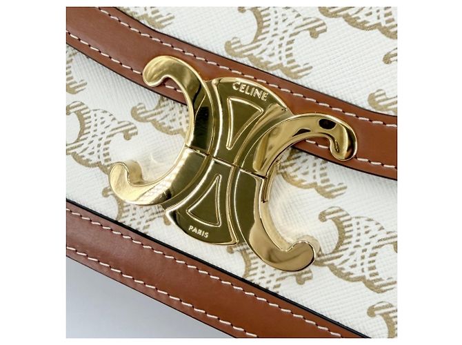 Céline Borsa a Spalla Celine Teen Triomphe Marrone Bianco - vista 7
