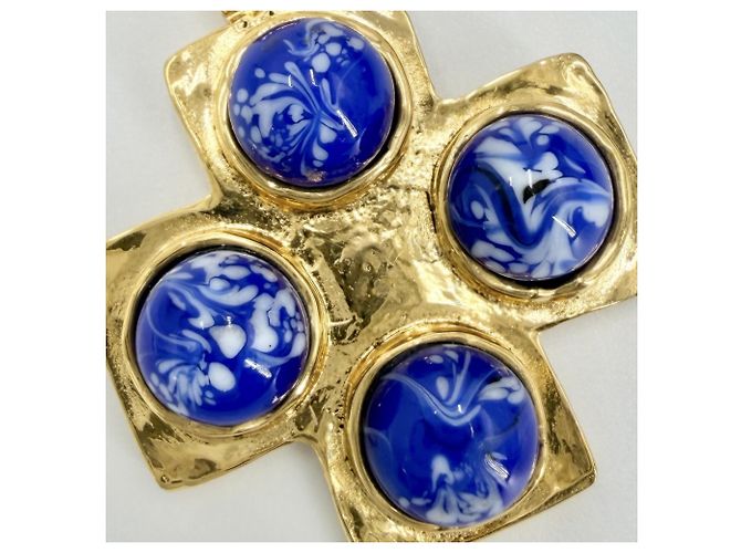 Collana con pendente blu e oro Chanel D'oro - vista 5