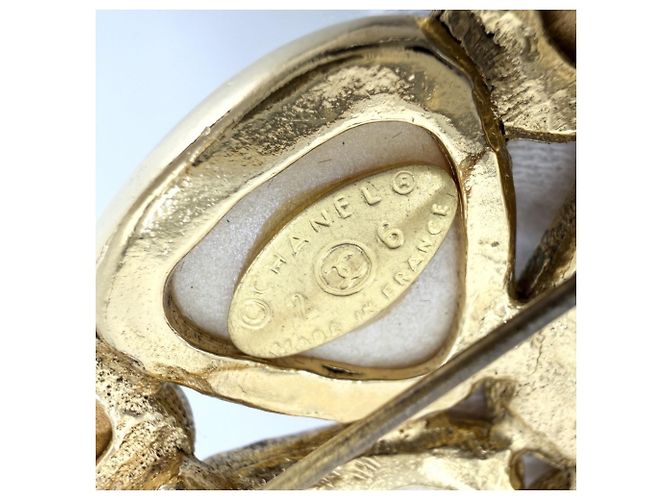 Spilla Chanel oro con perle finte e strass D'oro - vista 4