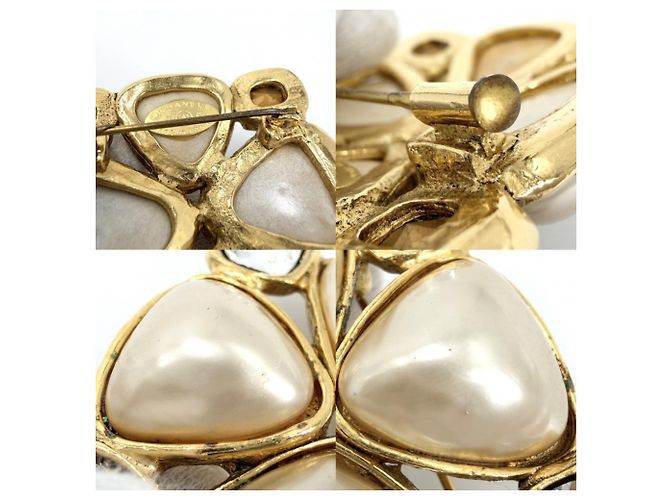 Spilla Chanel oro con perle finte e strass D'oro - vista 5