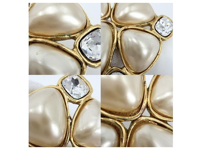 Spilla Chanel oro con perle finte e strass D'oro - vista 6