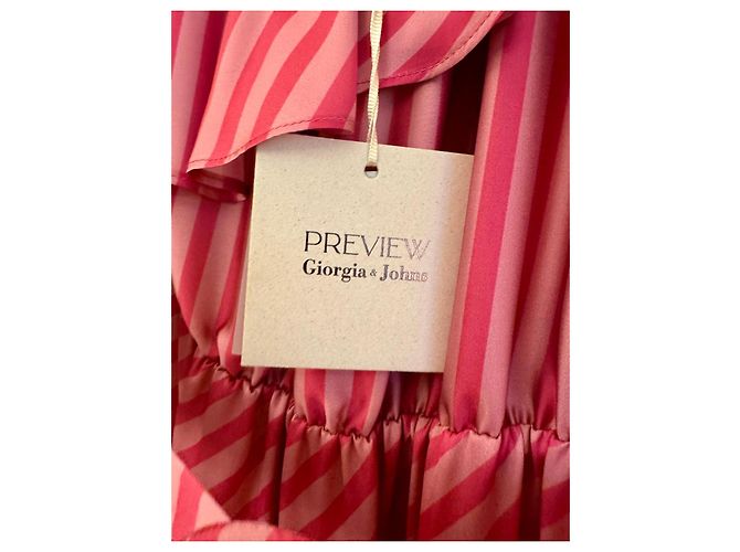 Autre Marque Preview Giorgia & Johns Rosa Gestreiftes One-Shoulder Maxikleid Pink - Ansicht 7