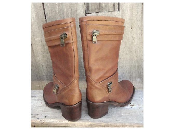 Botas Free Lance Tommy 7 Ziprelmindger de cuero marrón Castaño - vista 4