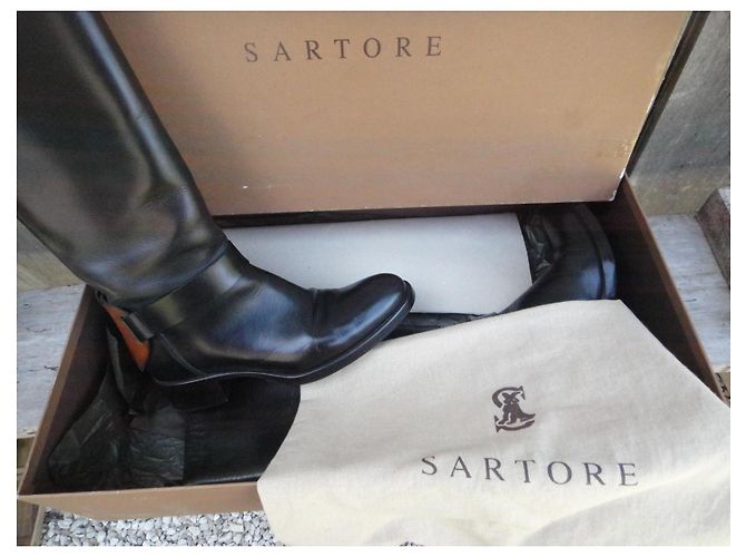 Sartore Stivali Cavalieri in Pelle Nera Nero - vista 3