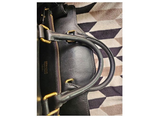 Borsa Moschino Milano in pelle nera modello Biker Negro - vista 9