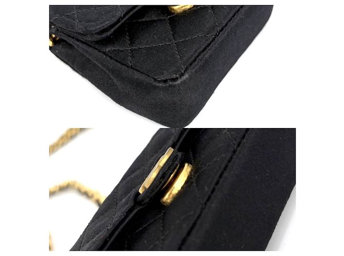 Mini borsa a tracolla in raso nero Chanel - vista 7