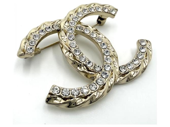 Spilla Chanel in oro e strass D'oro - vista 3