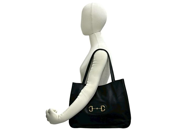 Gucci Horsebit 1955 Leder Tote Bag mit Hardware Schwarz - Ansicht 2