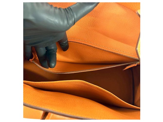 Hermès Borsa Hermes Birkin 35 in pelle Taurillon Clemence Arancione - vista 10