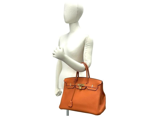 Hermès Borsa Hermes Birkin 35 in pelle Taurillon Clemence Arancione - vista 2
