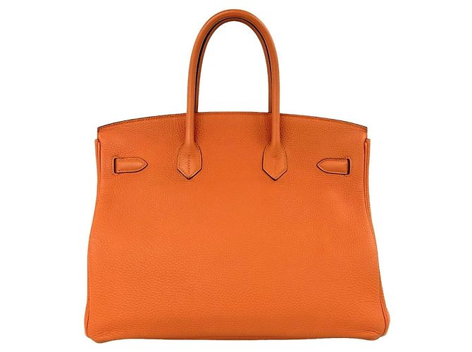 Hermès Borsa Hermes Birkin 35 in pelle Taurillon Clemence Arancione - vista 3
