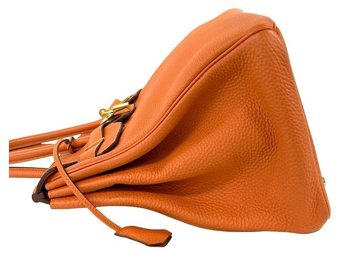 Hermès Borsa Hermes Birkin 35 in pelle Taurillon Clemence Arancione - vista 5