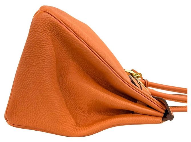 Hermès Borsa Hermes Birkin 35 in pelle Taurillon Clemence Arancione - vista 6