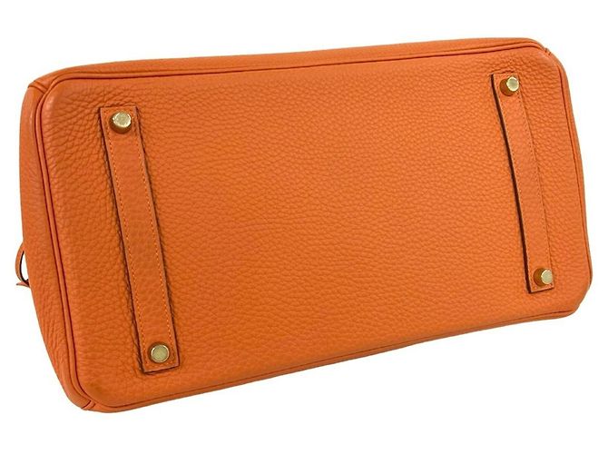 Hermès Borsa Hermes Birkin 35 in pelle Taurillon Clemence Arancione - vista 7