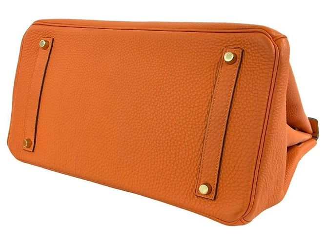 Hermès Borsa Hermes Birkin 35 in pelle Taurillon Clemence Arancione - vista 8