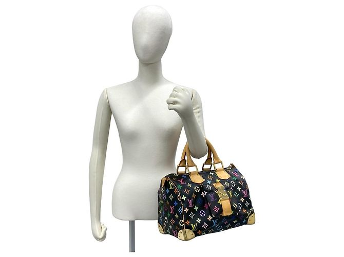 Borsa Louis Vuitton Speedy 30 Monogram Multicolor in pelle Nero Multicolore - vista 2