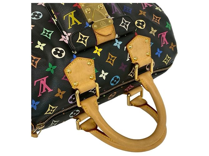Borsa Louis Vuitton Speedy 30 Monogram Multicolor in pelle Nero Multicolore - vista 4