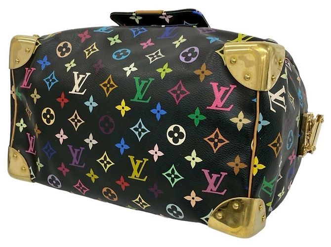 Borsa Louis Vuitton Speedy 30 Monogram Multicolor in pelle Nero Multicolore - vista 8