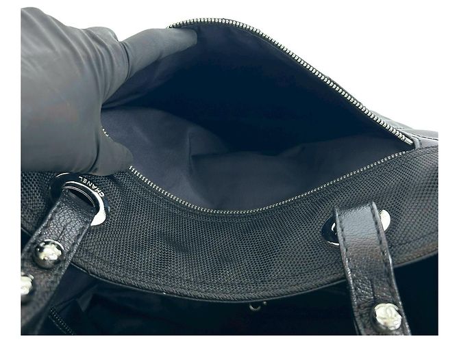 Borsa Tote Chanel Paris Biarritz GM Canvas Leather Nero - vista 10