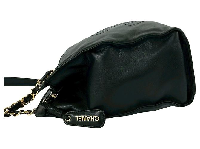 Timeless CHANEL Vintage Coco Mark Lammfell Ketten-Tote Bag Schwarz - Ansicht 5