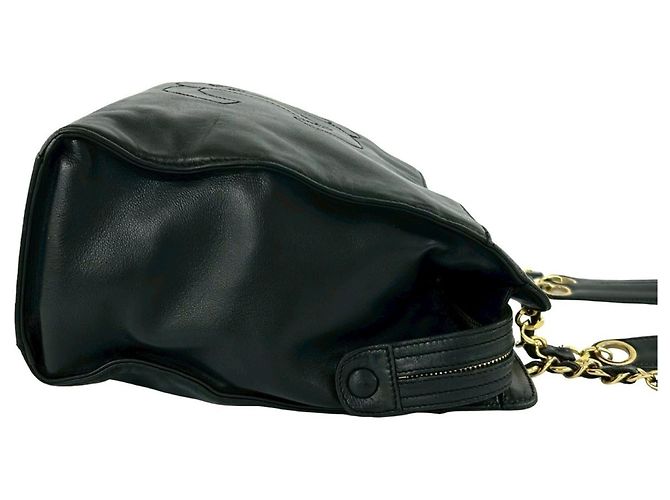 Timeless CHANEL Vintage Coco Mark Lammfell Ketten-Tote Bag Schwarz - Ansicht 6