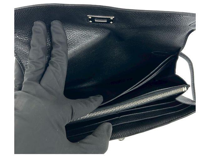 Hermès Kelly Long Wallet aus schwarzem Epsom-Leder - Ansicht 8