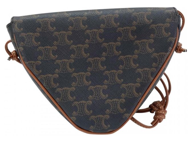 Céline Celine Triomphe Triangle Mini Schultertasche Braun Weiß - Ansicht 2